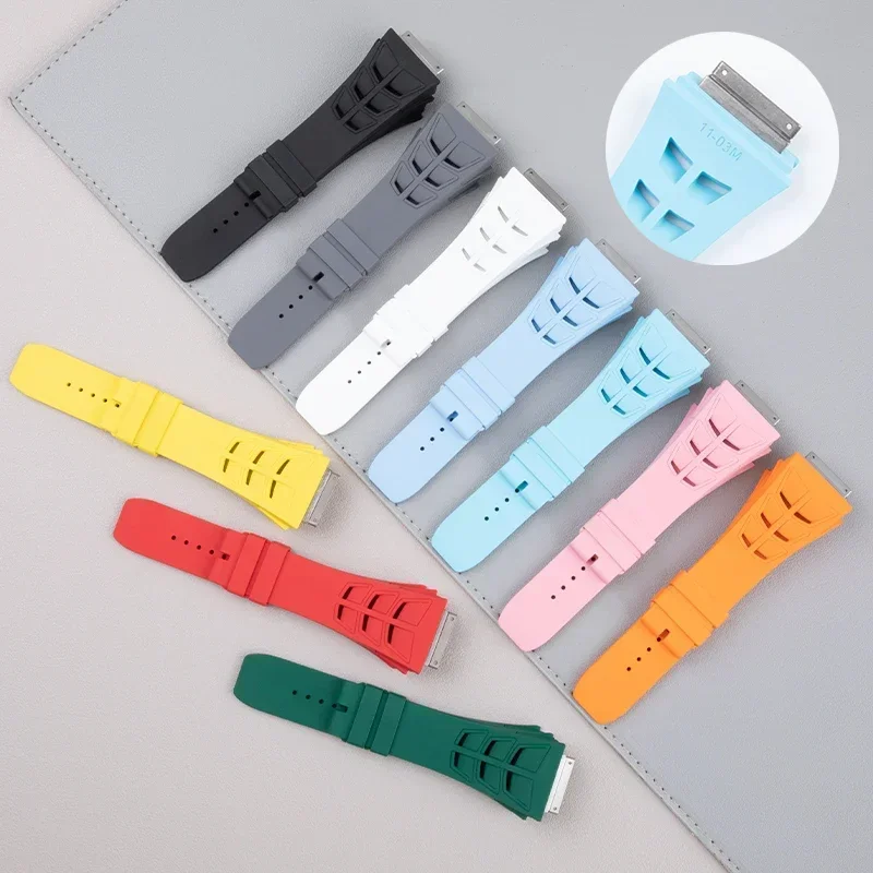 25 mm najvyššie triedy FKM Fluoro Rubber WatchBand Fit Fit for Richard Strap Mille RM11-03M RM65 RM47 náramok RM47 BUNICKE SURF TITANIUM Interf