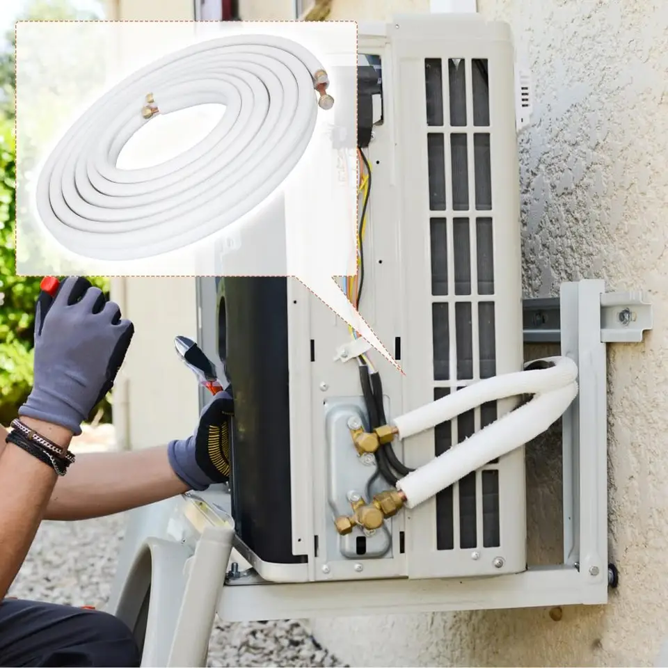 25 stôp mini rozdelenej čiary, klimatizačné potrubie, zahustená PE izolovaná hadica HVAC HVAC, výmena hadičiek tepelného čerpadla