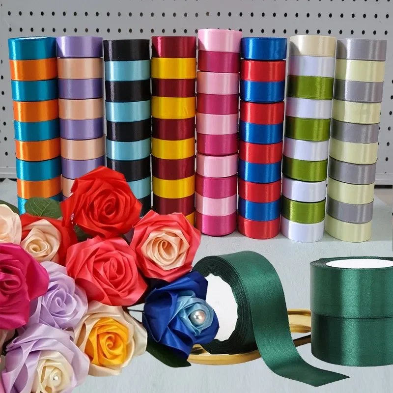 25 yardov/roll 4cm hodvábna saténová stuha pre darčekové balenie lukov výroby kvetinových kytíc DIY vence šijací