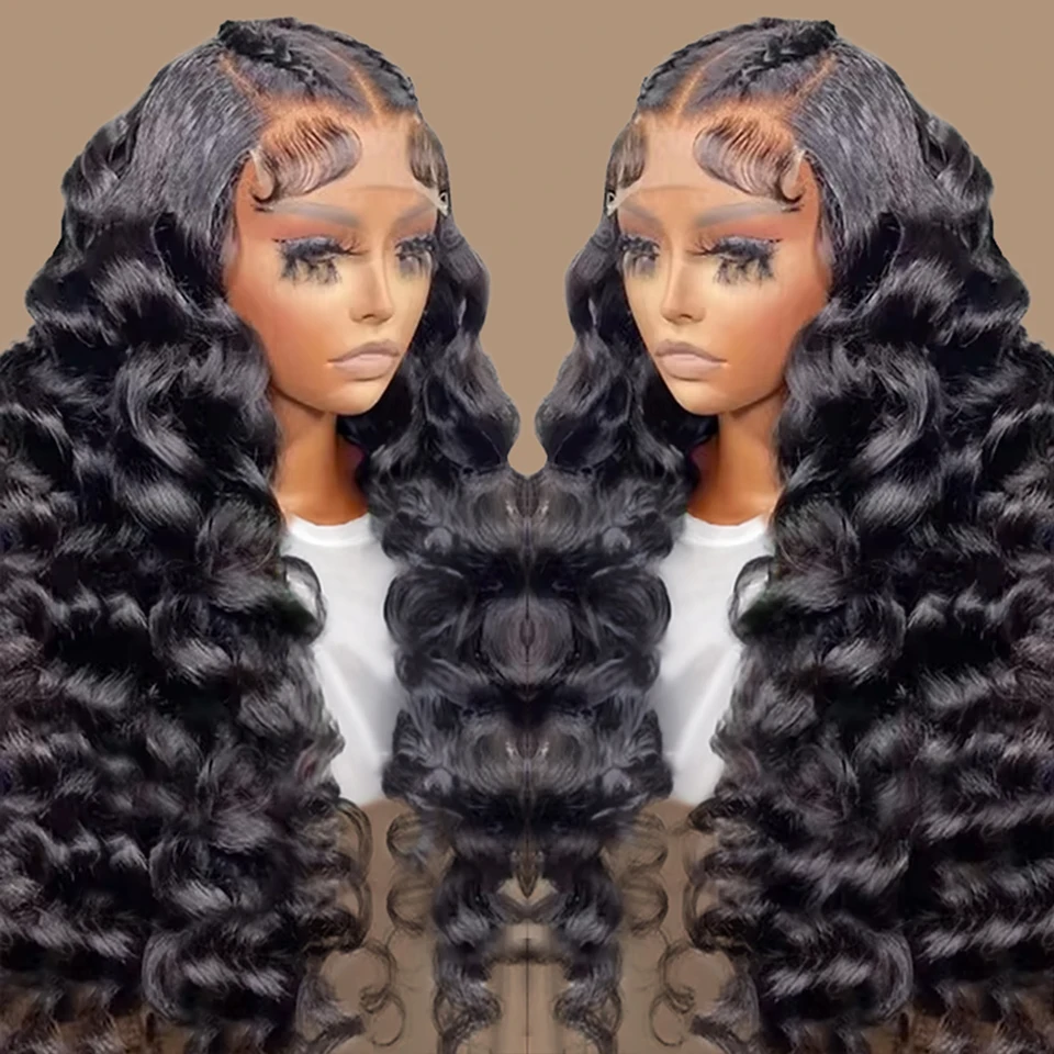 250 Density 13x6 HD Loose Deep Wave Human Hair Lace Frontal Wigs For Women Brazilian 30 40 Inch 13x4 Lace Front Wig Pre Plucked
