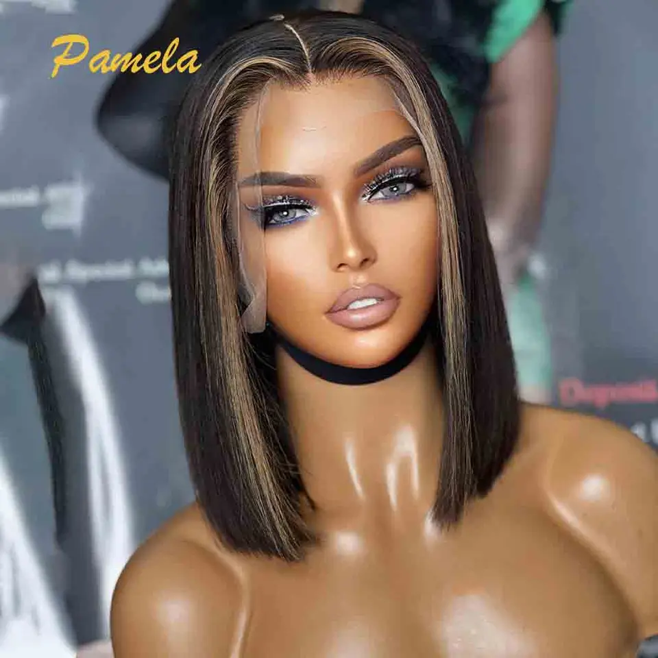 250% hustota kosti rovná ombre 1b/27 farebná parochňa s treskami 13x6 HD Priehľadná predná čipka ľudské vlasové vlasy bez glueless paroch