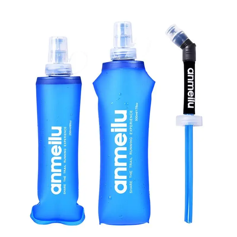 250 ml 500 ml skladací vodný vrecko Prenosné ultragilné TPU Soft Flask Fľaša na vodu Vonkajšie športové turistické kempingové skladacie vodné vrecko