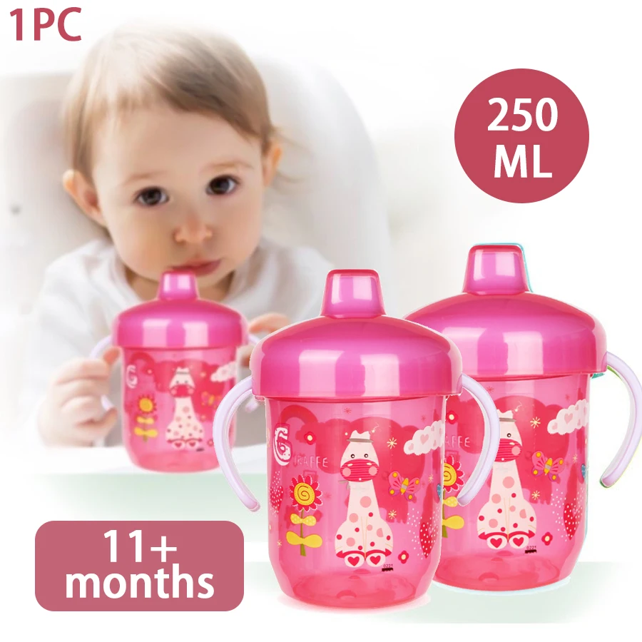 250 ml detského pitného šálky, detská špeciálna vodná šálka, detská šálka, mliečny pohár, s rukoväťou proti šálke s priamym pitím
