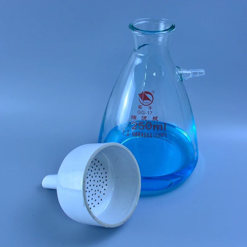 250 ml sacia banka+80 mm Buchner Funel, Filtration Buchner Funel Kit, s ťažkou sklenenou stenou, laboratórna chémia