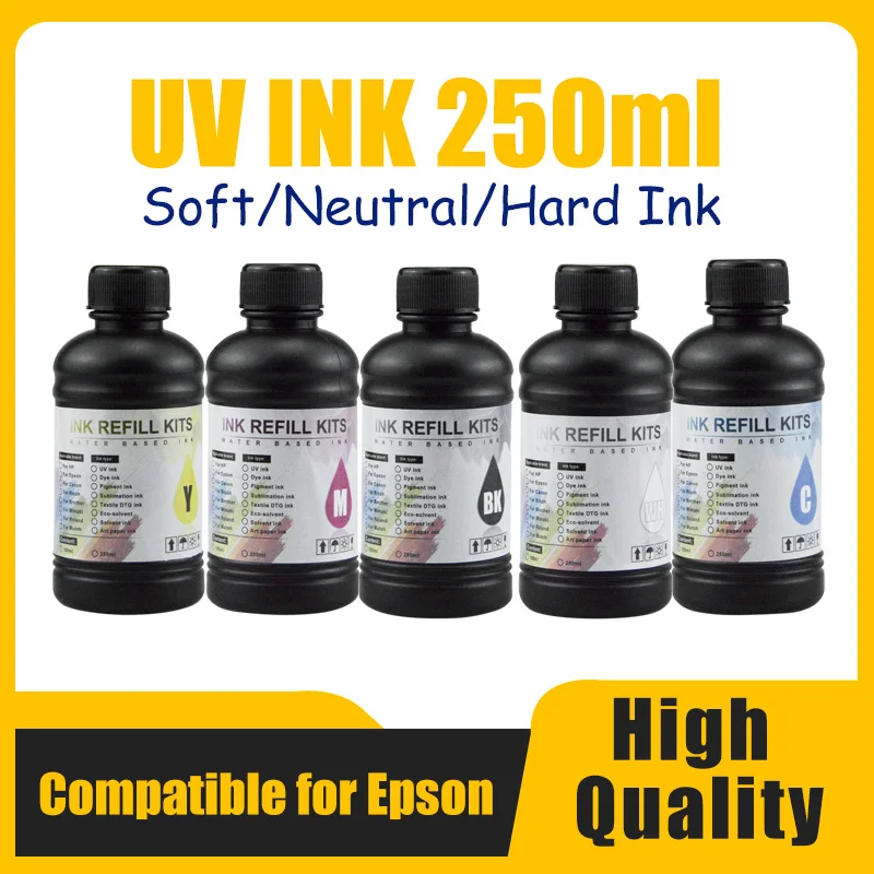 250 ml UV atrament pre EPSON R1390 R2000 R1900 T50 L805 L800 L1800 pre DX4 DX5 DX6 DX7 DX10 TX800 XP600 Tvrdý atramentový atrament