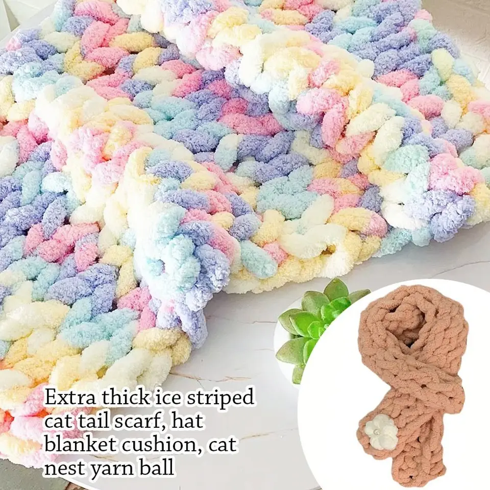 250g/lopta Multicolor Chenille priadze na pletenie a háčkovanie prikrývky vankúšiky Chunky hrubá čiara mäkká teplá háčkovaná priadza šál priadze