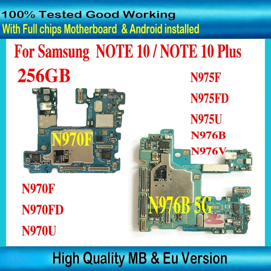256 GB Vysoká kvalita pre Samsung Galaxy Note 10 N970F N970FD N970U 10 PLUS N975F N975FD Note10 5G N986B N986V Základná doska