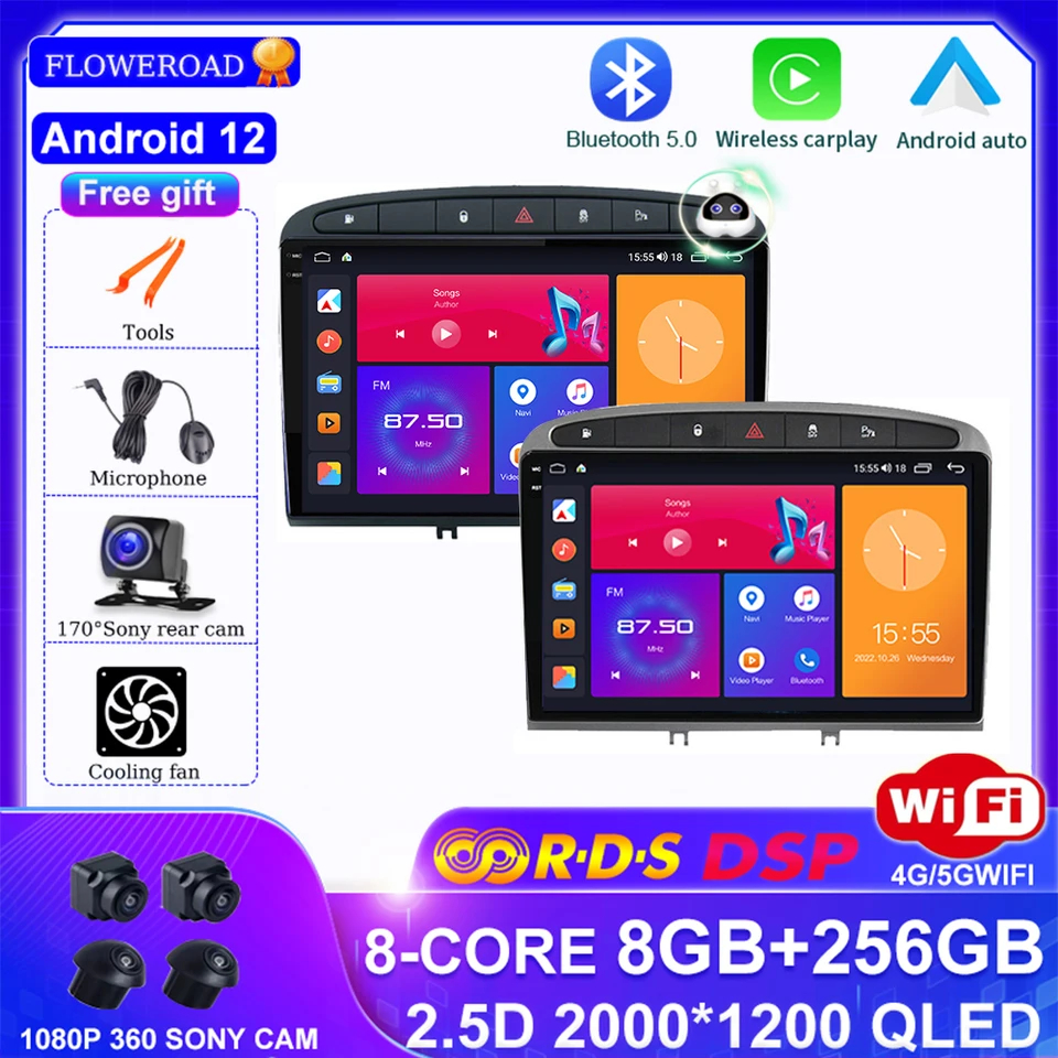 256G Android 12 pre Peugeot 408 pre Peugeot 308 308SW CAR Radio Video Navigation Multimedia Player GPS RDS DSP WiFi CarPlay Auto