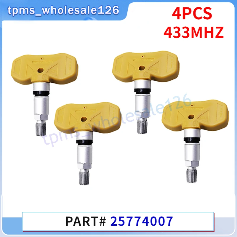 25774007 Senzor monitora tlaku pneumatík 4pcs TPMS 433MHz za rok 2007 2008 2009 2010 Cadillac CTS (GMX322) Chevrolet Trailblazer (KC)