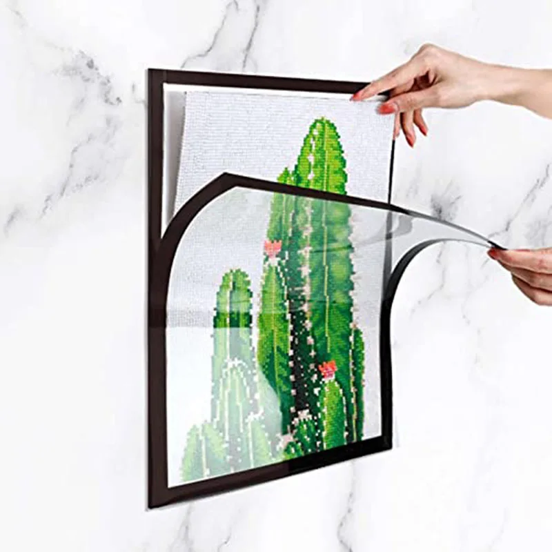 25CMX35CM Diamond Art Rám Magnetický fotorám Domáca maľba nástenná maľba Plagáty Plagáty Držiak Čierny rám PVC