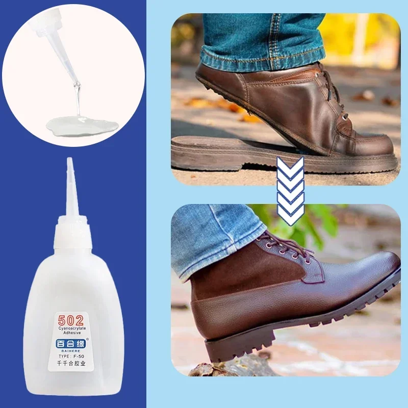 25G 30G 502 Super Glue Instant Such Adhézne neškodné kožené gumové drevené kovové kovové tekuté lepidlo na kvapalinu na opravu DIY topánok