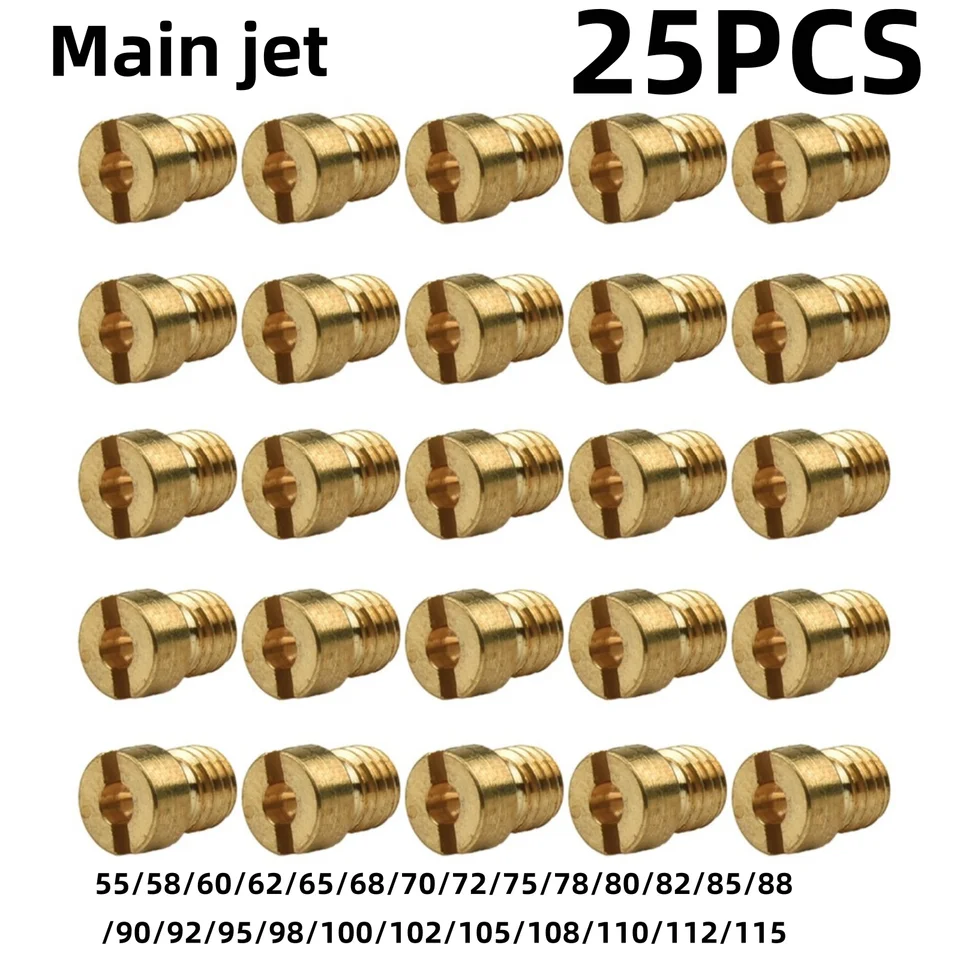 25ks Hlavný prúd 55-115 m5 5 mm pre karburátor Dellorto Vergaser Sha SHBC SHB SHB Motorcycle Secootter Injektor