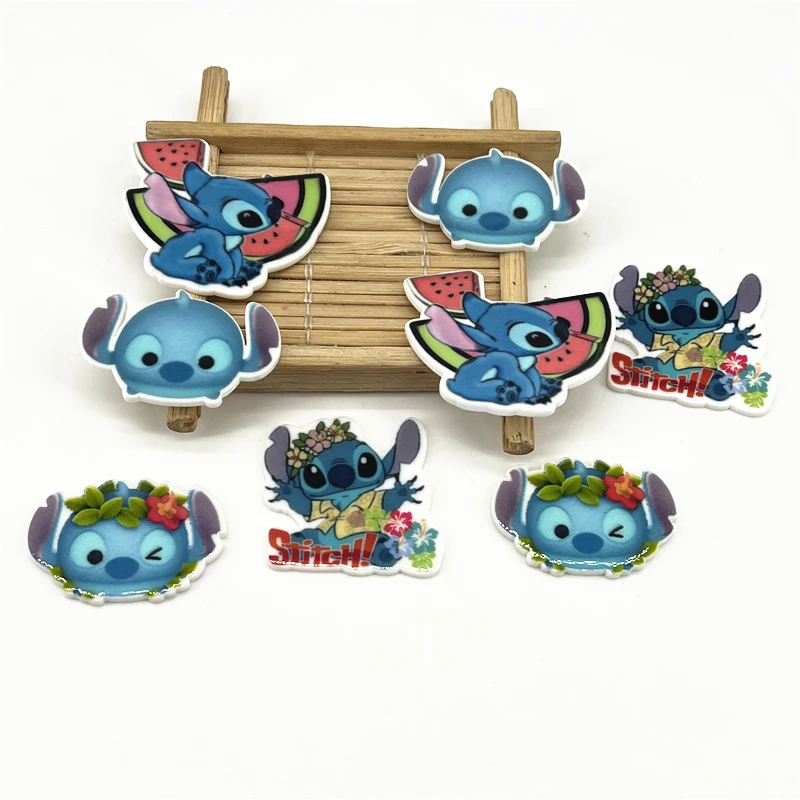 25ks/šarža stredná veľkosť karikatúry Stitch postava rovnárna živici Flatback pre náušnice steh