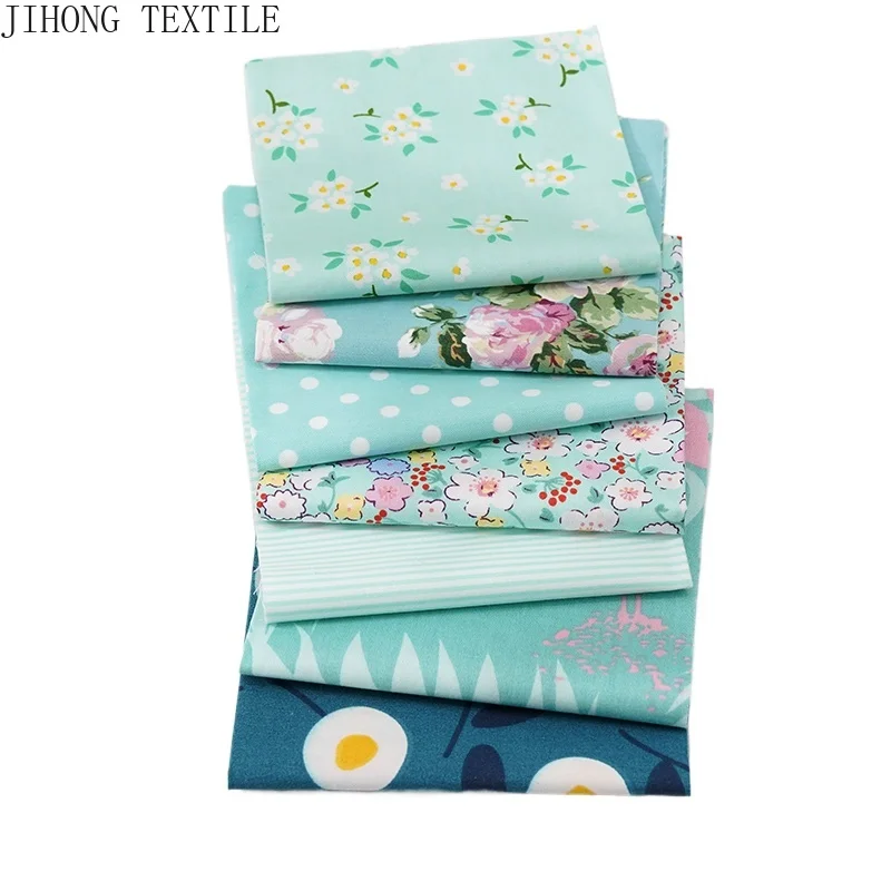 25x25cm Pattwork tkanina modré kvetinové vzory Twill bavlnené šitie prešívané štvorce listy šrot