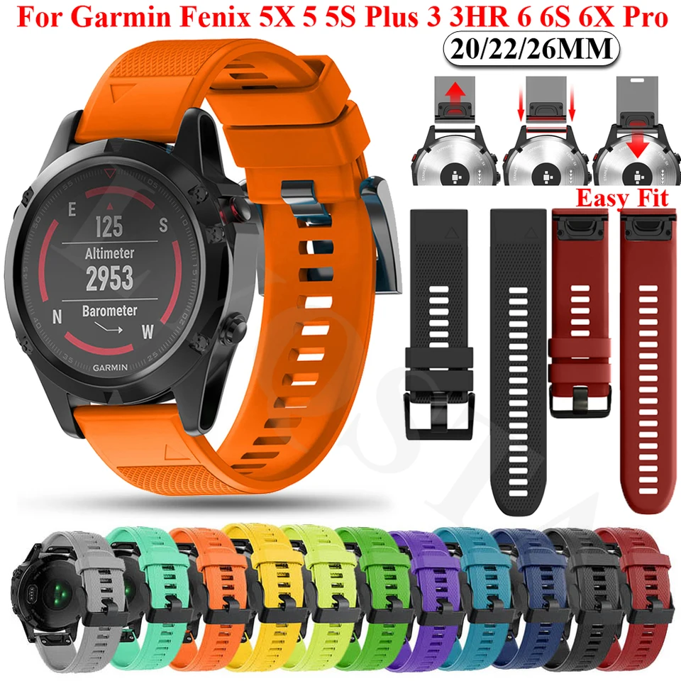 26 22 20 mmmsilicon Watch Band Plips for Garmin Fenix ​​6x 6 Pro 7x 7 8 43 47 51mm Easyfit Raktband Fenix5 5x náramok Smartwatch.