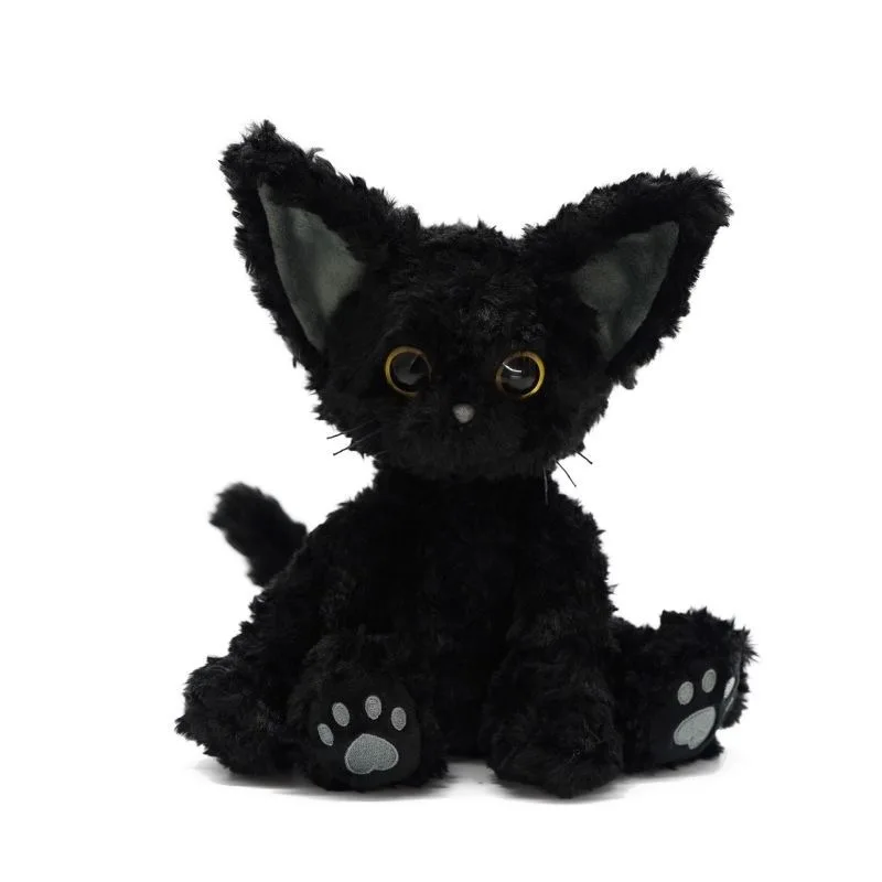 26 cm roztomilé platne mačka plyšová hračka hod hrote vankúš Khaki nemecký kučeravý kučeravý kuki čierna mačka bábika Big Eyes Festive Child Birthday Darček