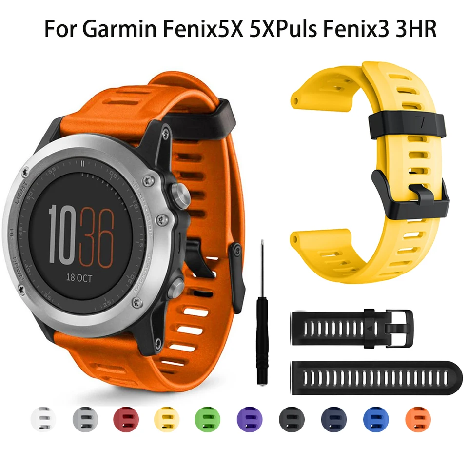 26 mm Silikónový remienok hodinky pre Garmin Fenix ​​3 HR 5X Plus 6x Pro 7x Sapphire Watch Smart Bracelet Sport náhradný náramok