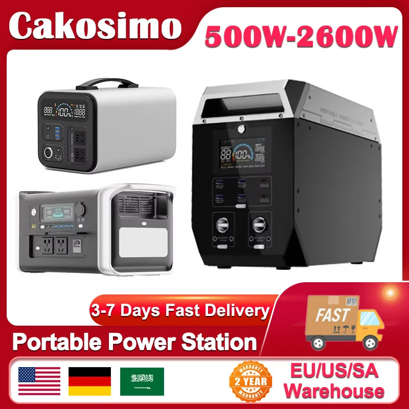 2600W Prenosná elektráreň 300 W 1000W 1800W LifePo4 Výkonná výkonová banka Veľká kapacita Sekundárna batéria pre kemping