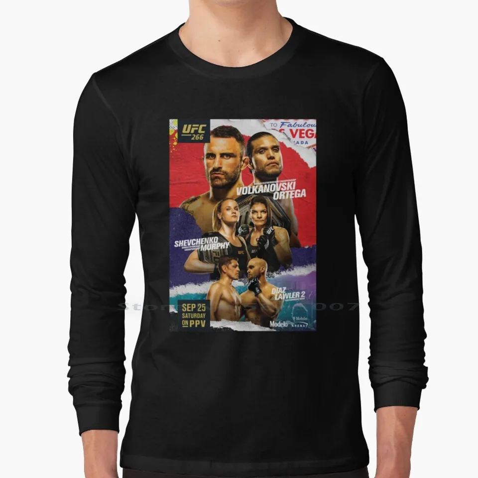 266 Oficiálny: Volkanovski vs Ortega: Diaz vs Lawler 2 100% bavlnená s dlhým rukávom tričko Khabib Nurmagomedov Conor McGregor