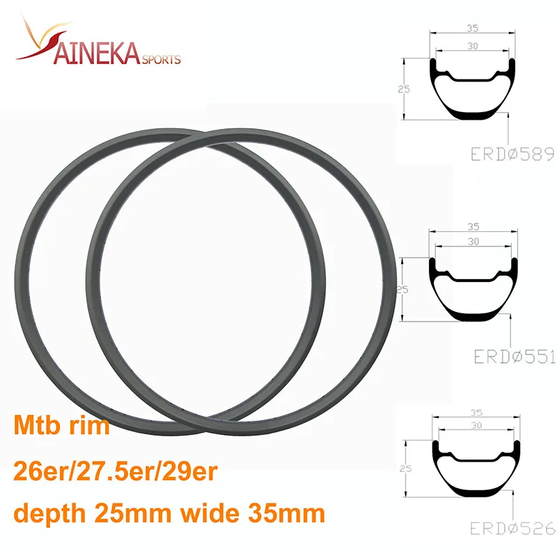 26er/27.5er/29er 25 mm hĺbka 35 mm široké uhlíkové ráfiky Am And All Mtb Mountain Rims Clincher bezdušové kompatibilné