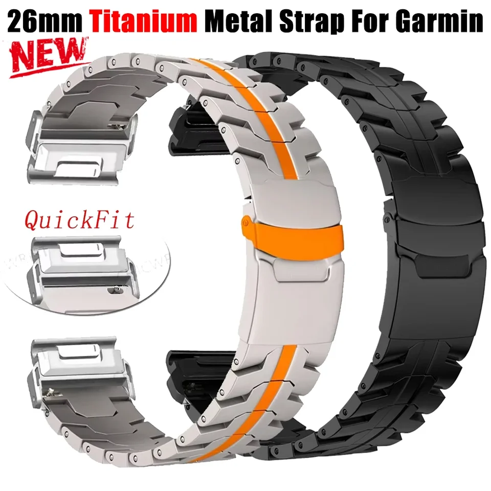 26mm QuickFit Titán kovový popruh pre Garmin Watch Fenix ​​5X/5XPlus/6x/6xpro/7x kovový náramok hodinky 3 3HR Tactix Epix Gen2 Band