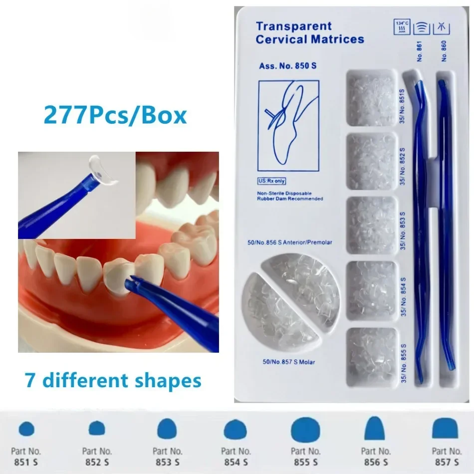 277 kusov/nastavená čistá dentálna matica krčka matice navíjača Gingival Dýha Zložka Kompozitná zubná výplň Autry