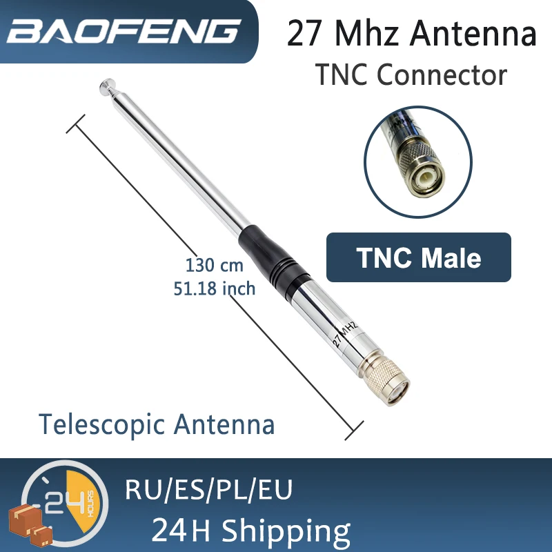 27MHz TNC Teleskopická anténa pre Jopix 80 Prezident Randy II Stabo Randheld Randheld Randheld Cb Radio Walkie Aerial P5V0 51.2inch