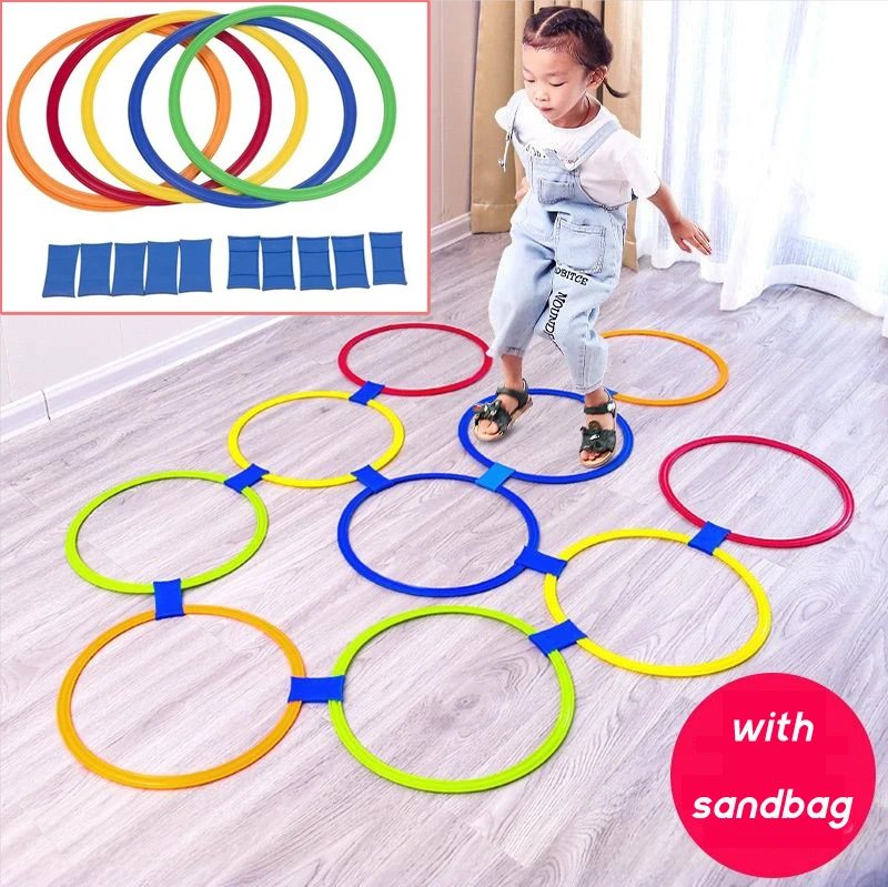 28/38 cm zmyslové vnútorné vonkajšie hračky pre deti deti mozgové hry Hopscotch Jump Circle Rings Set Sports Entertainment Toy