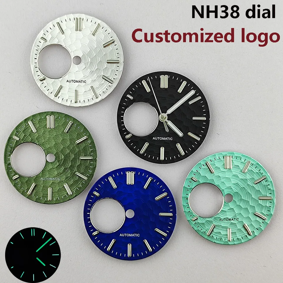 28,5 mm hodinky Dial Green Luminát Modifikácia hodinky Doplnky potápanie textúr Tealy tváre pre pohyb NH38