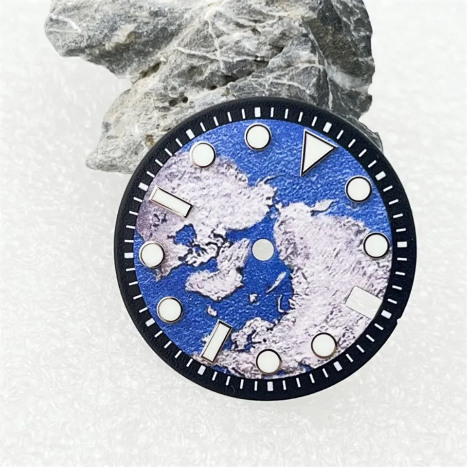 28,5 mm hodinky DIY zemský povrch so zeleným svetelným kalendárom Watch Watch Watch Watch Doplnky pre pohyb NH35