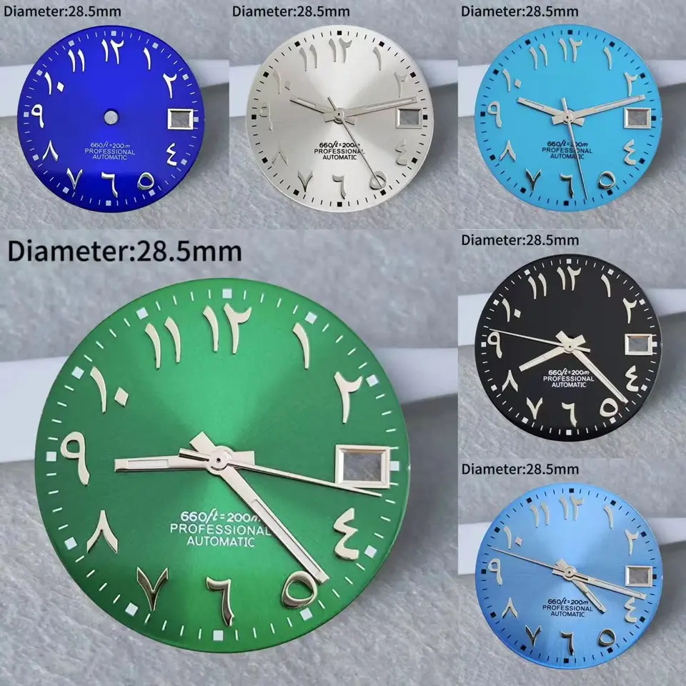 28,5 mm Nie Luminous Arabic Numerrals Blue S Logo Dial Dial Vhodný NH Dial 35 Pohybové príslušenstvo hodinky Nástroj na opravu Green Blue S Dial