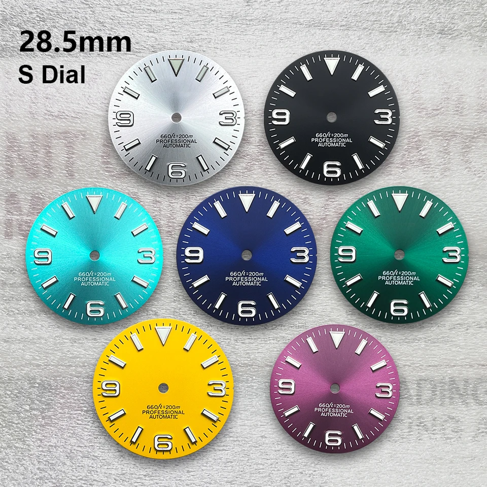 28,5 mm S logo Ex Plorer Sunburst Dial Fit NH35/NH36/4R MOHE