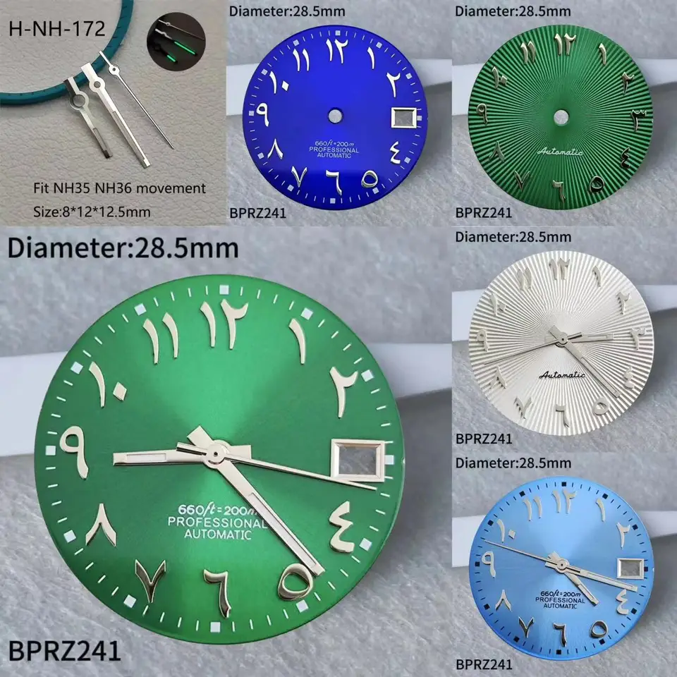 28,5 mm S logo Žiadne žiarivé arabské číslice Dial Dial Vhodný NH35 DIALE PUSION Príslušenstvo hodinky na opravu nástroja modrá zelený modrý číselník