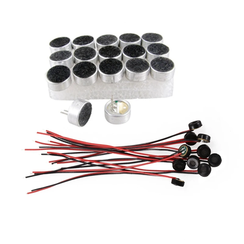 28 ks MIC CAPSULA ELEKTRICKÝ MIKROPHONY PRE PC PLEFE MP3 MP4, 18 ks 9,5 x 4,5 mm a 10 ks 4x2 mm