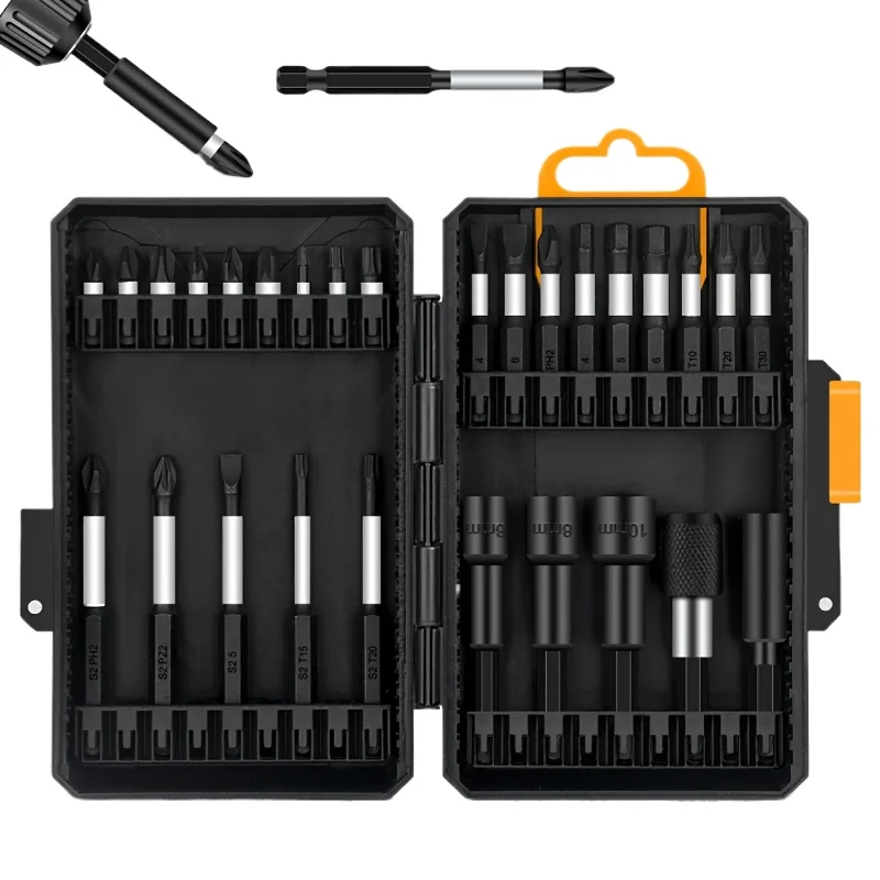 : 28 ks skrutkovač bit bit, Torx krížový skrutkovač bit elektrický vŕtací vŕtací náradie Dávka hlavy Pripojovacia tyč, sada zásuvky, sada nástrojov