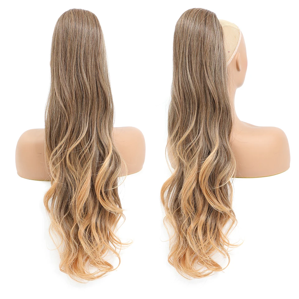 28 palcový náťahový kučeravý cudný cytail extensions Syntetický klip v poníkovi chvost pre čierne ženy dlhé vlnité falošné účesy pre Afro Girl