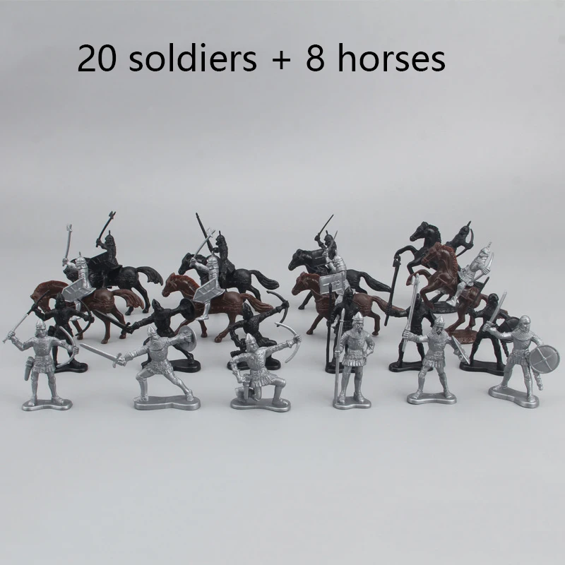 28 počítačov Stredovekých rytierov Model hračky Stredoveké Ríma Empire Warriors Horses Soldier Figure Figure Model hračky pre deti zbierka detí