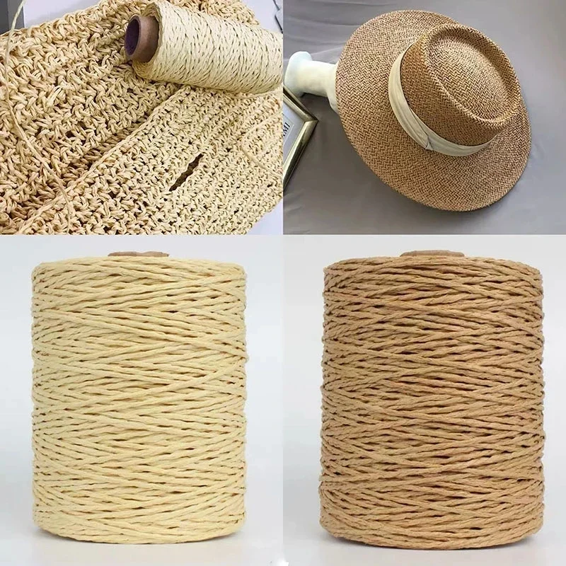 280-300 m/roll Natural raffia Slaw priadza na pletenie háčkovacie papierové vlákna DIY ručne vyrobené letné sunhat plážové tašky Materiál