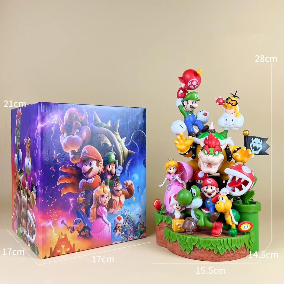 28cm Super Bros Model Cartoon Marioed Family Action Figure Anime Figure Bowser Yoshied Luigied PVC Zbierka Figurová socha