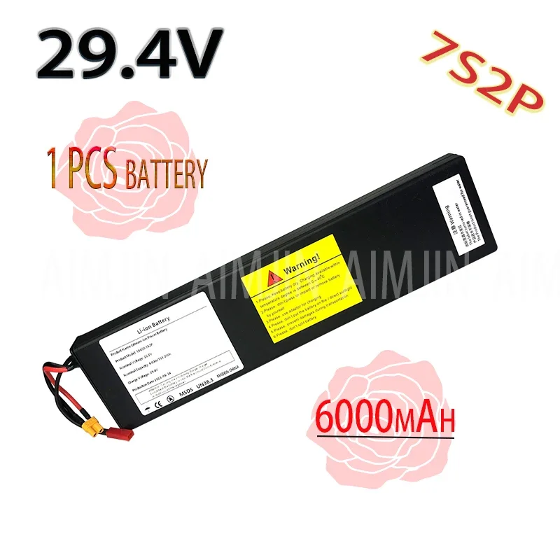 29,4 V 6.0AH 7S2P 18650 LI-ION Nabíjateľná batéria pre 29,4 V elektrický skúter s BMS Vymeňte batériu XT30+JST.