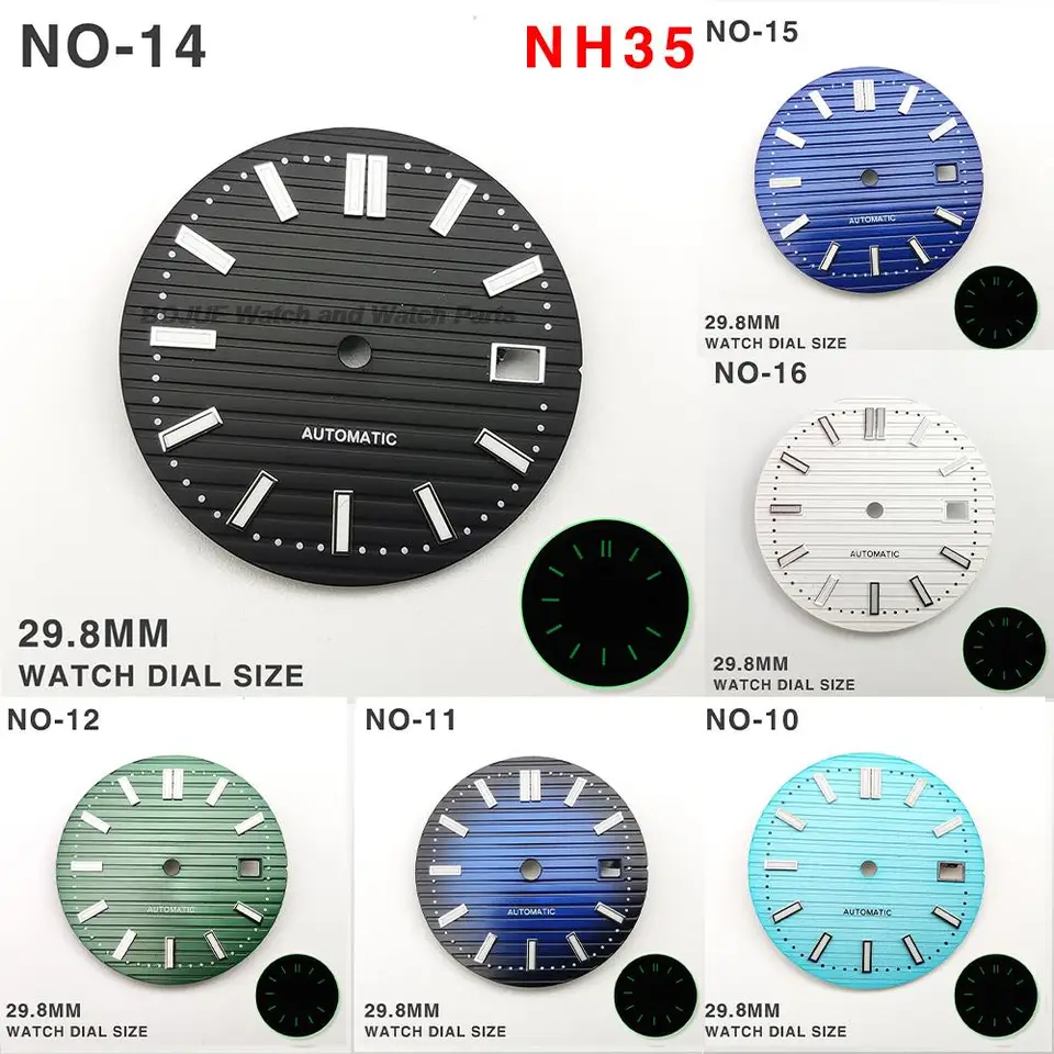 29,8 mm NH35 hodinky Watch Faces Faces Green Luminous Men's Modification Parts príslušenstvo pre Patek Philippe Nautilus