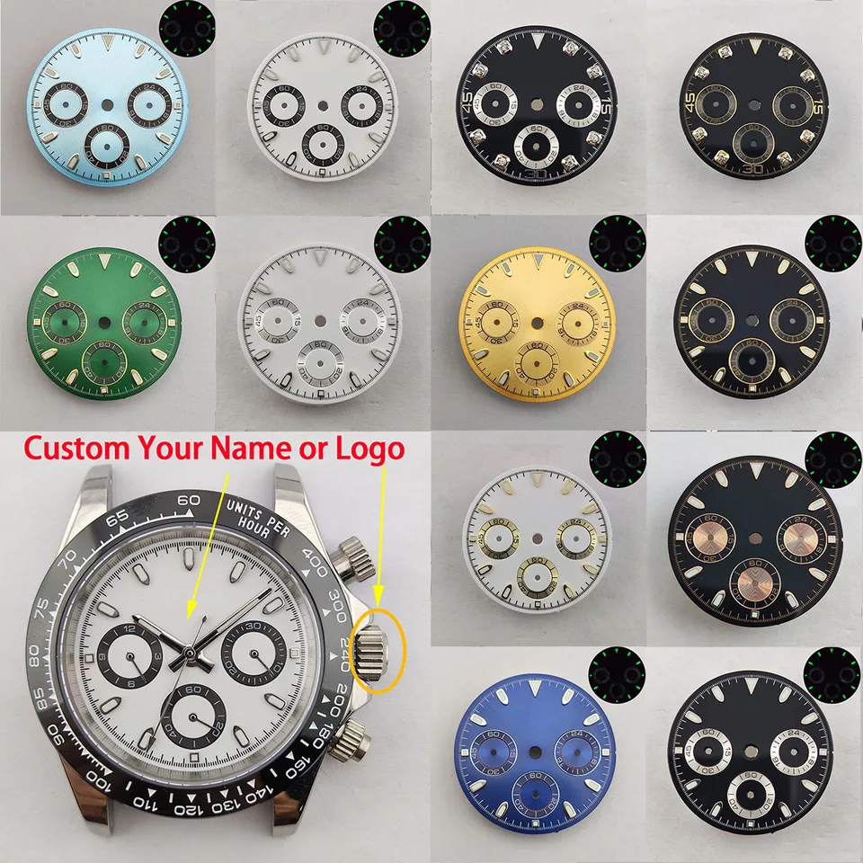 29 mm vk63 vytáčanie Panda Dial Luminous Custom Logo Dial VK63 Pase Quartz Watch Dial Fit VK63 Pohyb chronografický hodinkový príslušenstvo