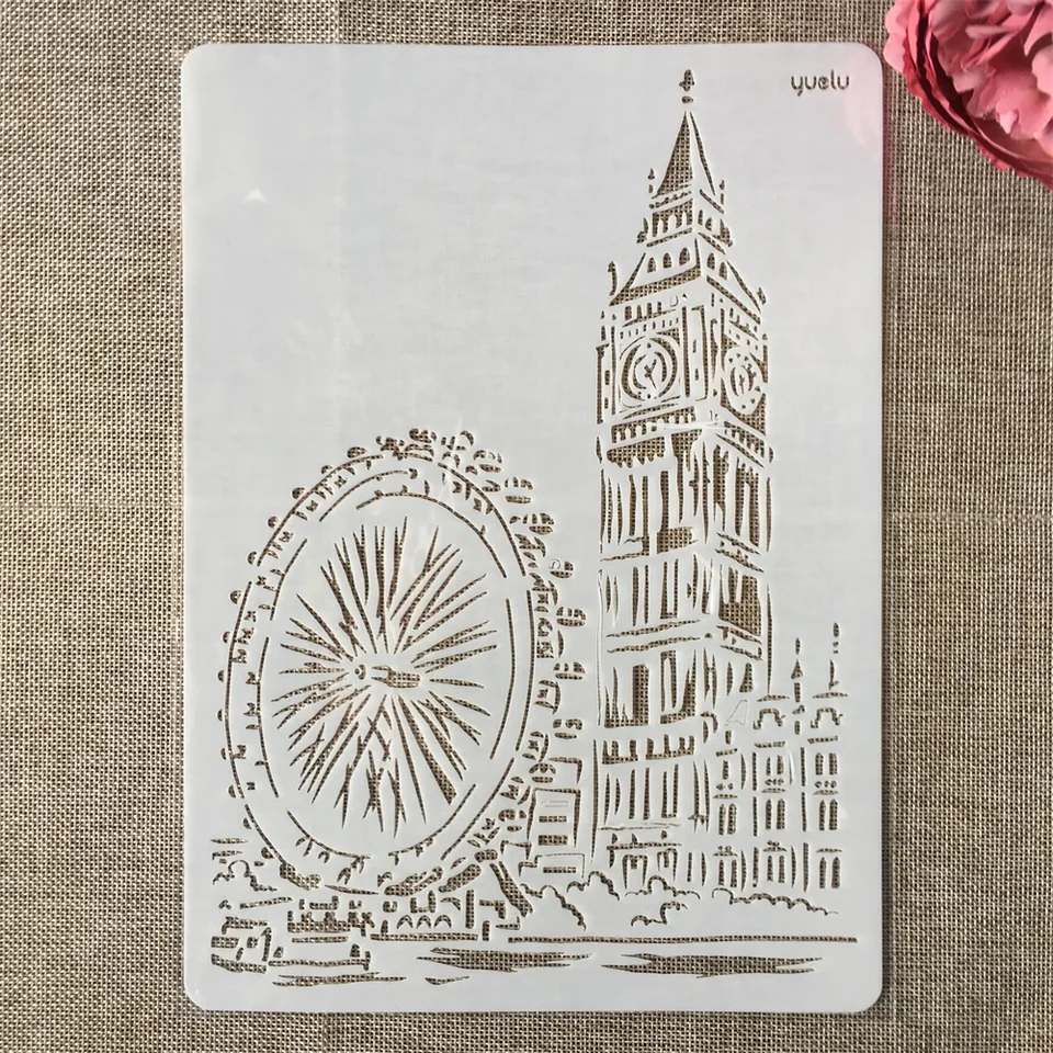 29cm A4 London Eye Big Ben DIY vrstvenie šablóna nástenné maľovanie na scrapbook sfarbenie eleba