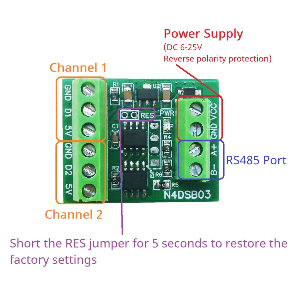 2CH RS485 MODBUS -55 TO +125C COLLECTOR COLLEKTOR DS18B20 Senzor adaptéra HMI PLC Analógový vstupný diaľkový IO Modul IO