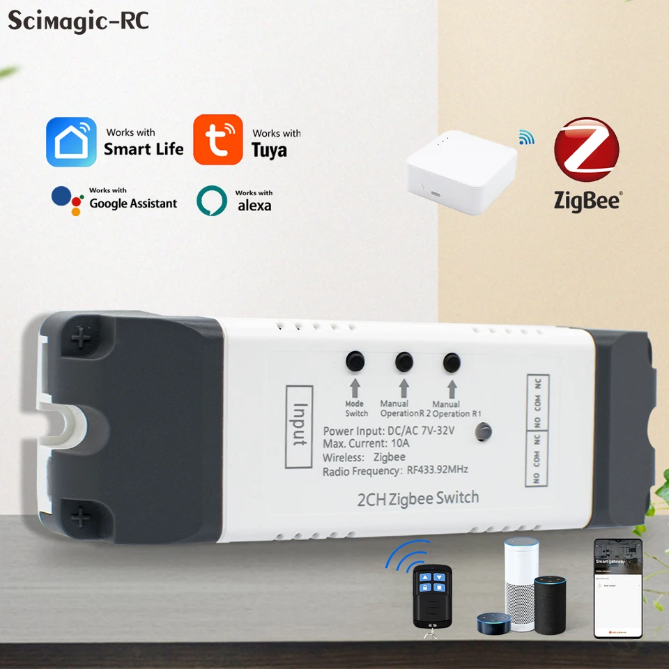 2ch Zigbee Smart Life Relay Switch Modul 12v 24V 32V 220V 1/2/4CH RF433 pre 2MQTT GATEWAY SMARTTHINGS WASS
