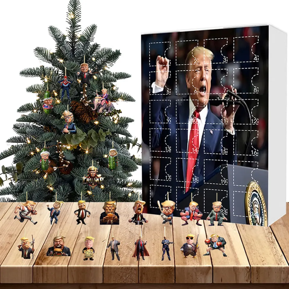2D adventný kalendár 24 dní vianočné odpočítavanie kalendár Donald Darčeková krabica vianočné stromy závesné prívesky