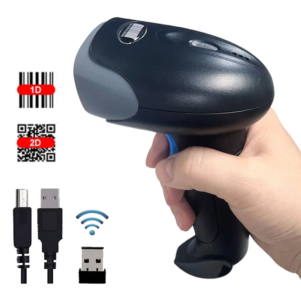 2D skener čítačky QR 1D/2D vreckový čiarový kód Čítač snímača prenosného skenera QR USB 2.4G Wireless PDF417 DATA MATICE KÓD