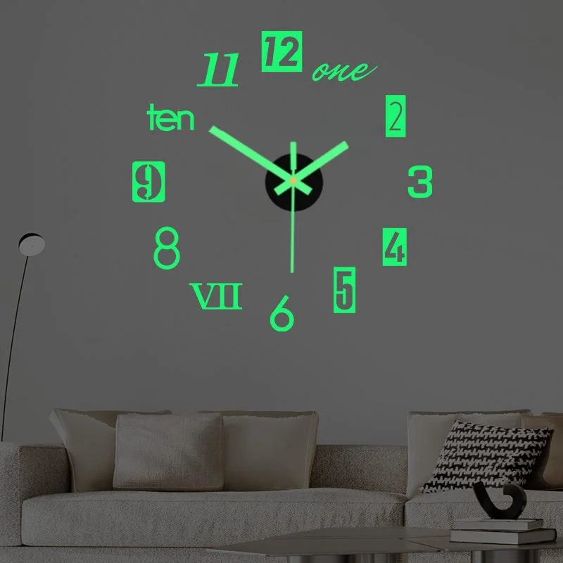 2D svetelné nástenné hodiny bezrámové akrylové DIY DIY DIGITÁLNE HLASOVÉ STRÁNKY STRÁNKY