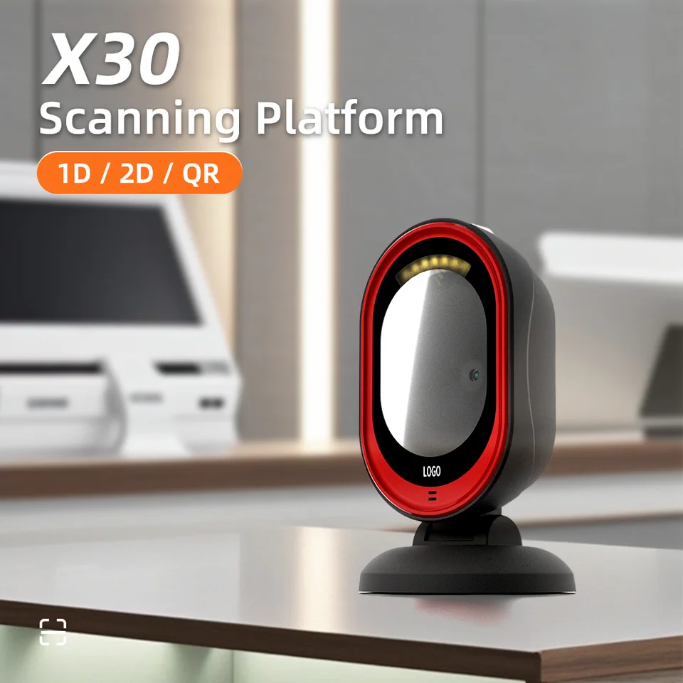 2D čiarový kód Scanner Omnirectional 1d 2d QR kód Desktop Handto-Free Wired Wired USB Platform Platform Čitateľka kódu pre Supermarket Store Pay