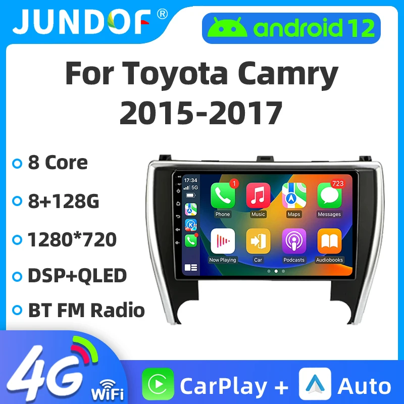 2Din Android 12 Automobilové rádio pre Toyota Camry 8 50 55 2015-2017 Multimediálny video prehrávač Navigaion GPS RDS Stereo Head Unit CarPlay